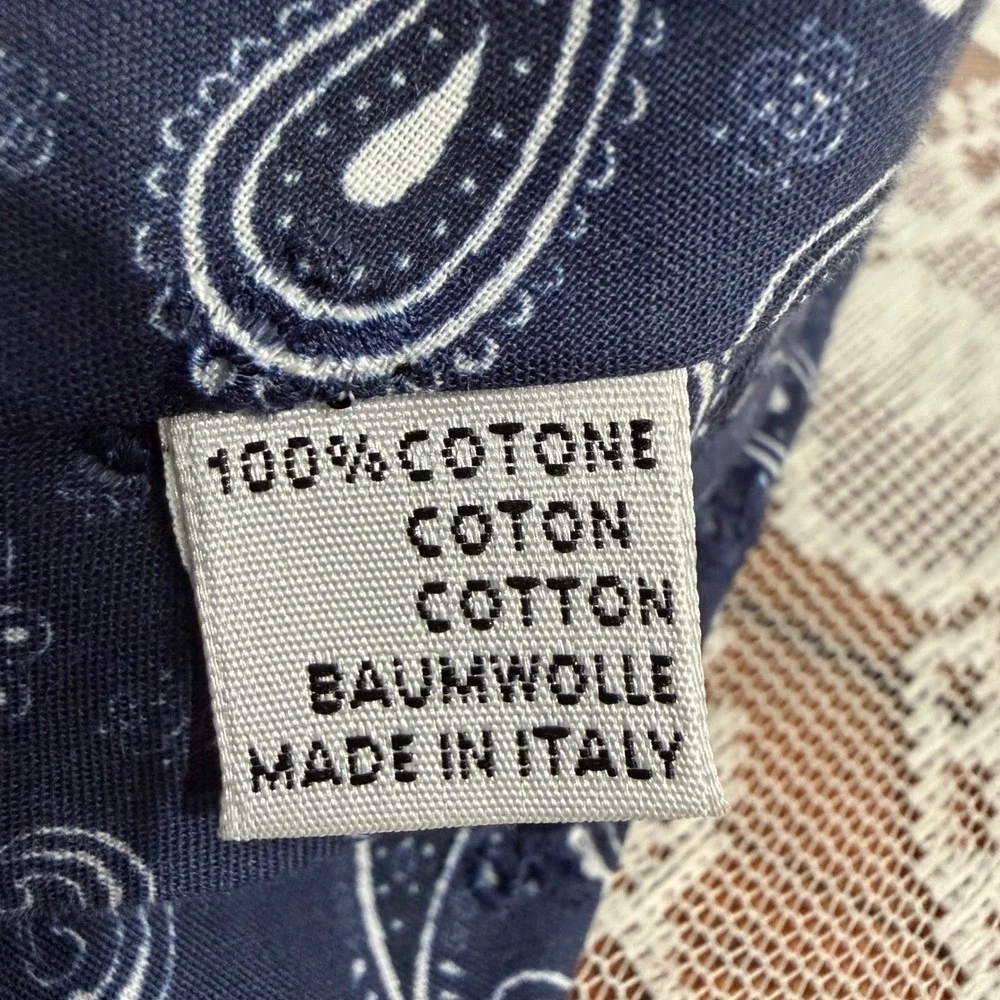 NWT Dolcepunta Necktie Mens OS Navy Blue Excellent Paisley Eyelet Cotton Italy